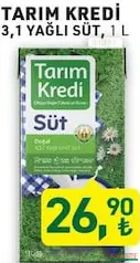 TARIM KREDİ %3,1 YAĞLI SÜT 1 L
